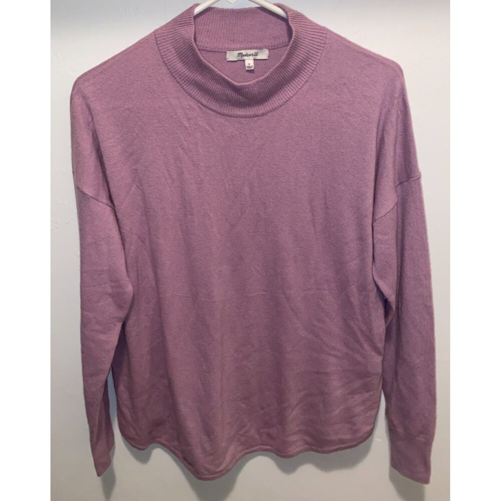 Madewell Vibrant Lilac Ashbury Mock neck Sweater Size S Tight Knit Purple